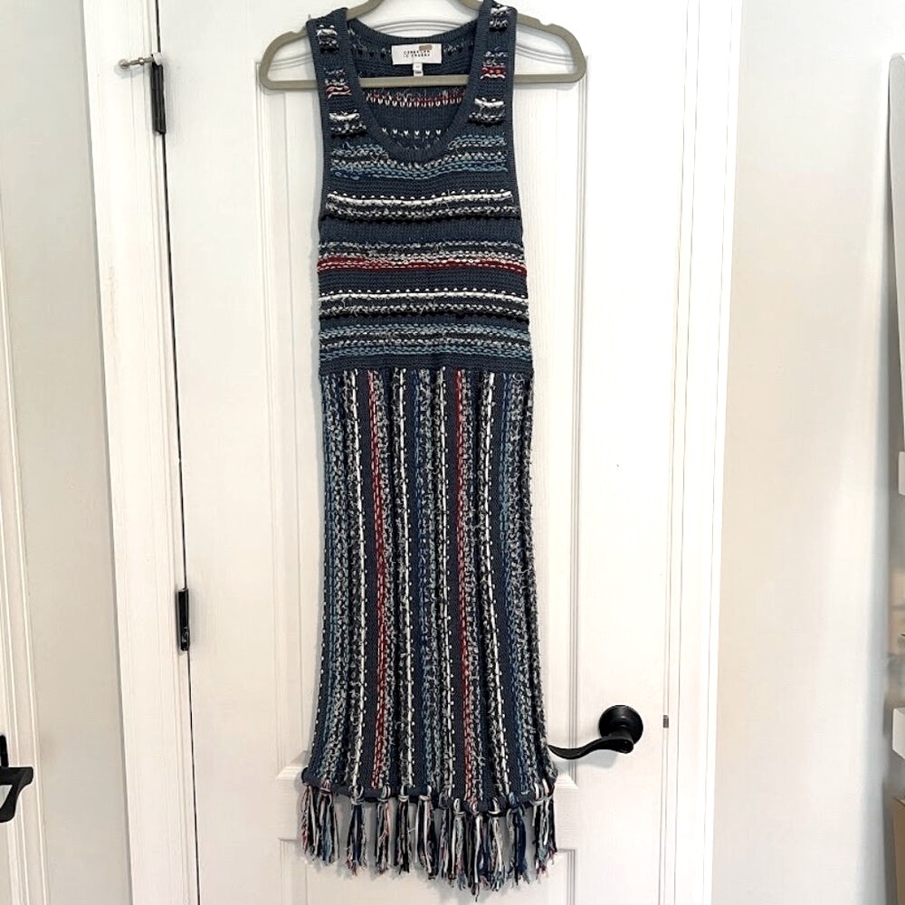 Crosby 10 Derek Lam Fringed Crochet Dress Sz M
